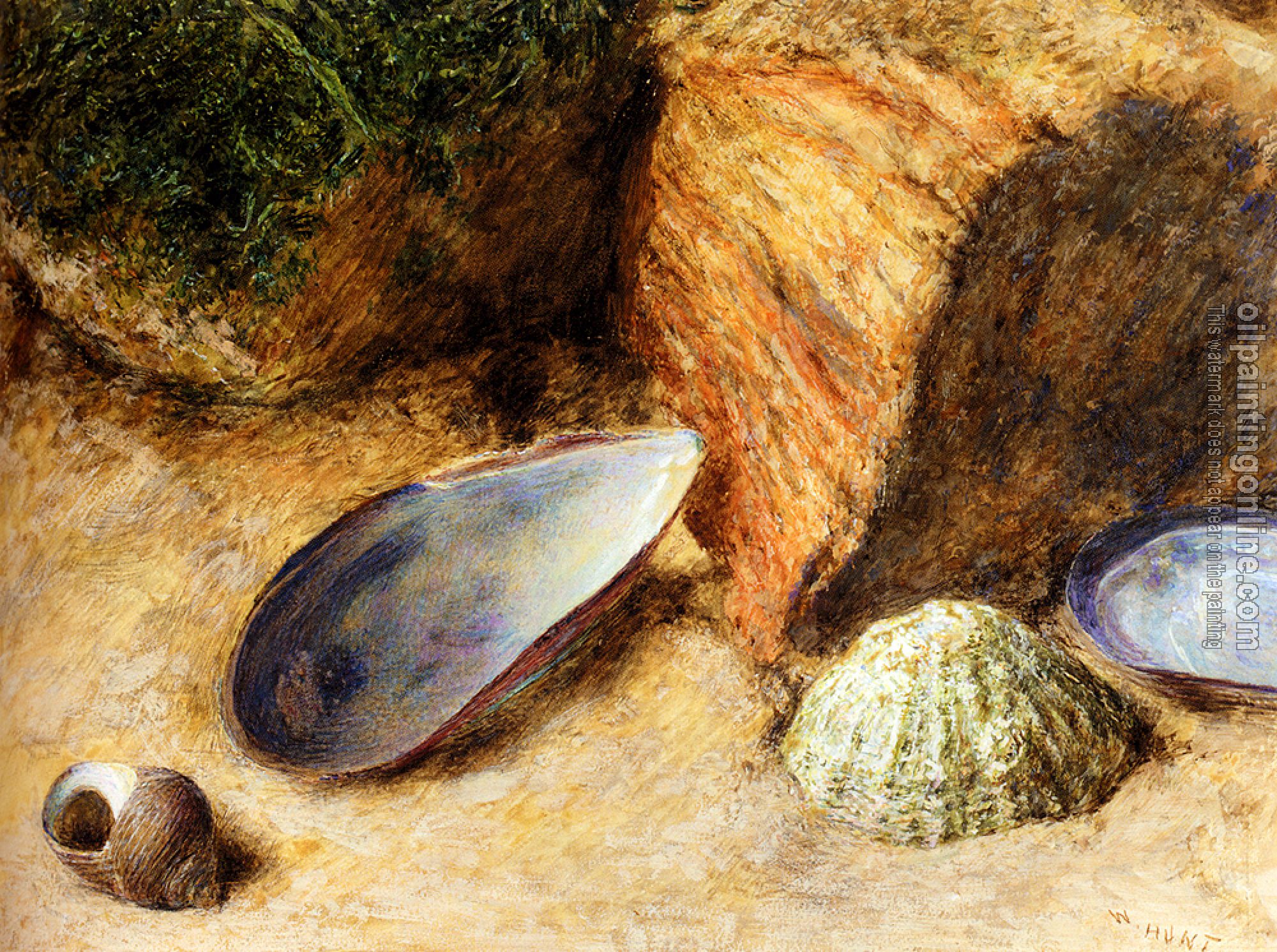 William Henry Hunt - Still Life With Sea Shells On A Mossy Bank